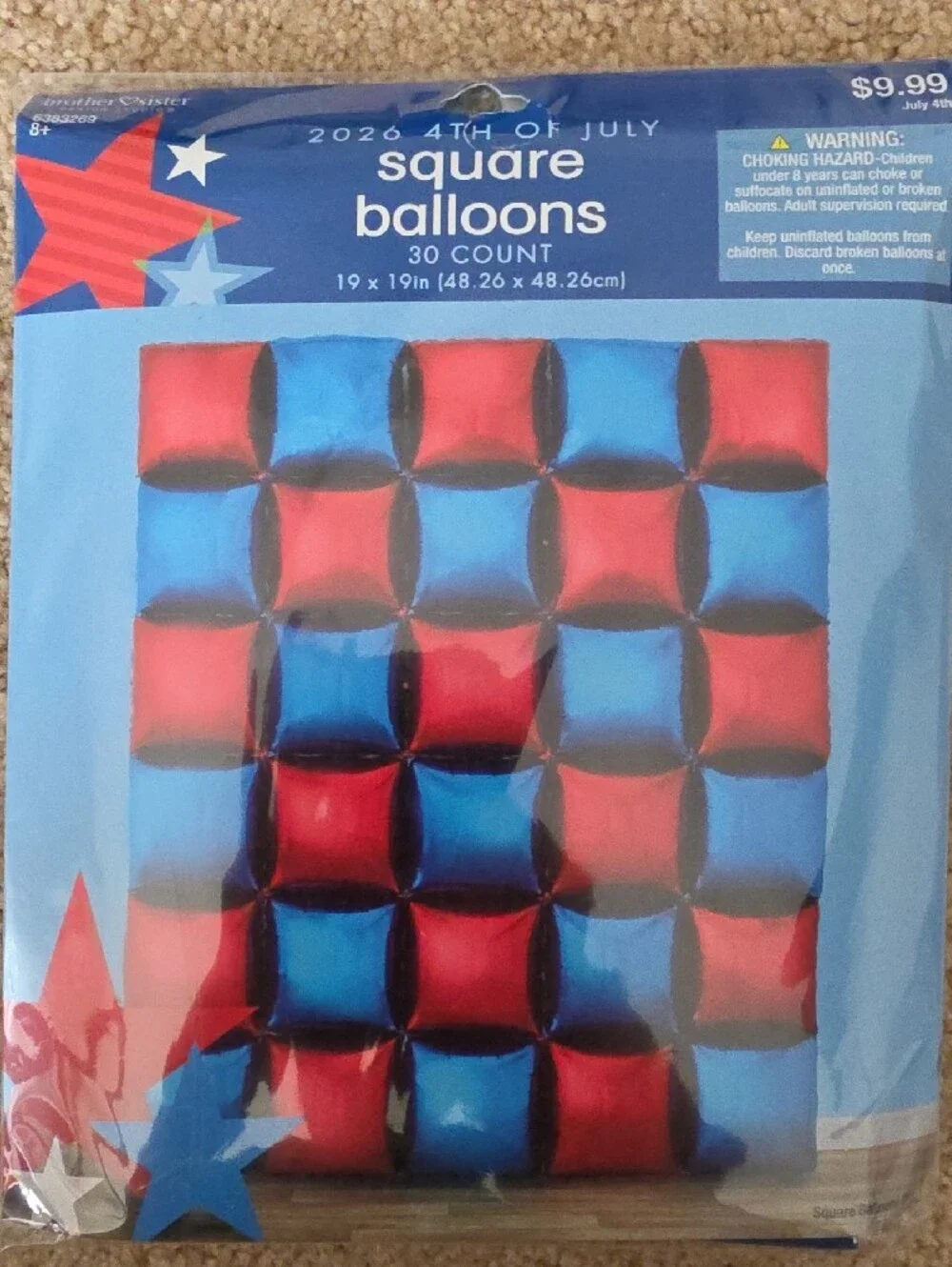 Hobby Lobby Red, Blue & White 4th of July Balloon Arch Kit & Square Balloons